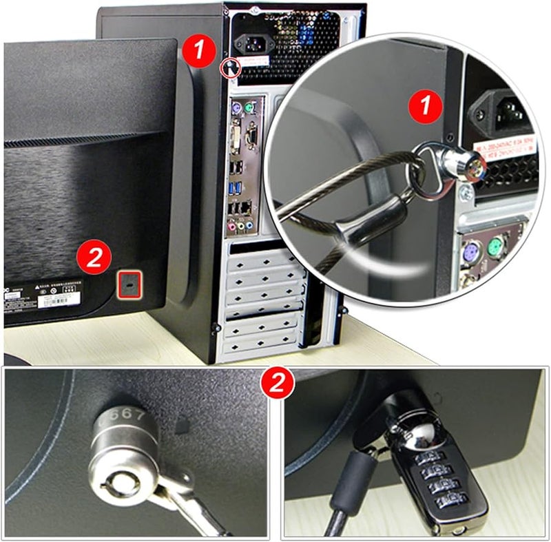 Kensington Style Combination Lock For Laptop PC Security Anti Theft Protection - Image 2